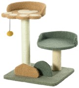 PawHut Arranhador para Gatos Pequeno Centro de Atividades para Gatos com Cama Poste de Sisal e Bola Suspensa 43x39x52 cm Multicor