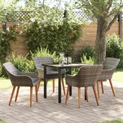 vidaXL Conjunto de Jantar de Jardim 5 Peças Cinza em Rattan Polivalente