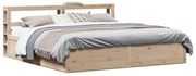 vidaXL Estrutura de cama com cabeceira 180x200 cm pinho maciço