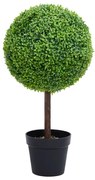 vidaXL Planta artificial buxo em forma de esfera com vaso 50 cm verde