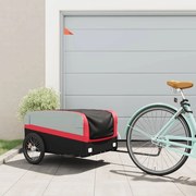 vidaXL Reboque para bicicleta 45 kg ferro preto e vermelho