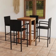 5 pcs conjunto de bar para jardim preto