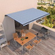 Toldo retrátil manual 500x350 cm azul e branco