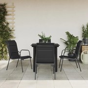 vidaXL 5 pcs conjunto de jantar para jardim aço e textilene preto