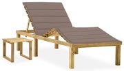 Espreguiçadeira de jardim com mesa e almofadão pinho impregnado