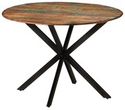 Mesa de jantar Ø110x78 cm madeira recuperada maciça e aço