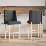 vidaXL Cadeiras de bar 2 pcs madeira de seringueira maciça e tecido