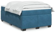 Cama boxspring com colchão 120x190 cm veludo azul-escuro