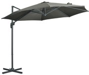 Outsunny Chapéu de Sol de Jardim Excêntrico com Rotação 360° Inclinação Manivela e Base Cruzada Ø293x248 cm Cinza Escuro