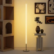 Candeeiro de Pé Moderno com Brilho e Temperaturas de Cor Ajustáveis 3000K-6000K Controlo Remoto Temporizador Ø20x150 cm Prata