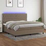 vidaXL Cama box spring colchão/LED 200x200cm tecido cinza-acastanhado