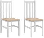 HOMCOM Conjunto de 2 Cadeiras de Sala de Jantar com Encosto de Ripas Estrutura de Madeira de Pinho 38,5x47,5x99 cm Branco