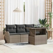 vidaXL Conjunto de Sofá de Jardim 5 Peças com Almofadas Cinzas em Rattan Sintético