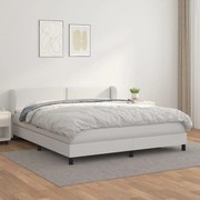 vidaXL Cama com molas/colchão 180x200 cm couro artificial branco