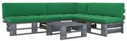 4 pcs conj. lounge paletes c/ almofadões pinho impregnado cinza