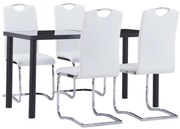 vidaXL 5 pcs conjunto de jantar couro artificial branco