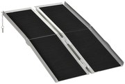 HOMCOM Rampa para Cadeiras de Rodas Dobrável 122x73,5 cm Rampa Portátil de Alumínio Antiderrapante para Escadas e Declives Preto