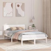 vidaXL Cama com cabeceira branca 120x200 cm em madeira de pinho maciça
