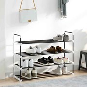 vidaXL Sapateira com 4 prateleiras metal e plástico preto