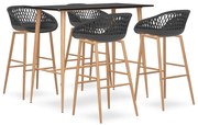 vidaXL 5 pcs conjunto de bar preto e cinzento
