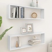 Prateleiras parede forma cubo 2 pcs derivados de madeira branco
