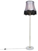 Candeeiro de pé em latão com abajur Granny preto-cinzento 45 cm - Kaso