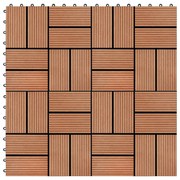 vidaXL Ladrilhos de pavimento 11 pcs WPC 30x30 cm 1m² cor de teca