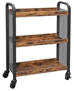 Carrinho de cozinha com estilo industrial | VASAGLE | 66 x 26 x 85 cm | marrom rústico | LRC66BX.