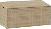 vidaXL Caixa de armazenamento de jardim bege 110x50x58 cm vime sintético