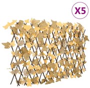vidaXL Treliça de ácer artificial extensível 5 pcs 180x60 cm laranja