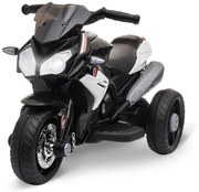 HOMCOM Motocicleta Elétrica Infantil com 3 Rodas Triciclo para Crianças acima de 3 anos com Bateria 6 V Recarregável Preto e Branco | Aosom Portugal