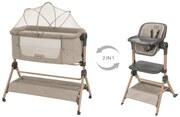 Berço para bébes + Cadeira alta 2 em 1 Sleat Me Bege
