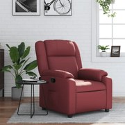 vidaXL Poltrona reclinável couro artificial vermelho tinto