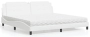 vidaXL Cama com colchão Zadar 200x200 cm couro artificial branco