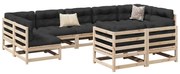 9 pcs conjunto sofás de jardim madeira de pinho maciço