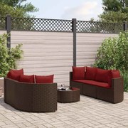 vidaXL 7 pcs conjunto de sofás jardim c/ almofadões vime PE castanho