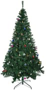 HOMCOM Árvore de Natal Artificial 210cm Ignífugo com 1036 Ramos 53 Decorações Folhas de PVC e Suporte Metálico Verde