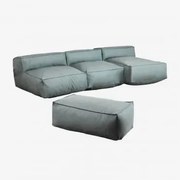 Sofá Chaise Longue Modular De 3 Peças E Puff Para Jardim Dojans Verde Éter - Sklum