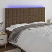 Cabeceira de cama c/ LED tecido 200x5x118/128 cm castanho