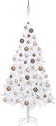 vidaXL Árvore Natal artificial pré-iluminada c/ bolas 150cm PVC branco