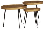 vidaXL Mesas de centro 3 pcs derivados de madeira dourado