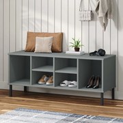 vidaXL Sapateira pernas metal 106x35x45cm madeira maciça OSLO cinzento