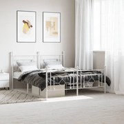 Estrutura de cama com cabeceira e pés 150x200 cm metal branco