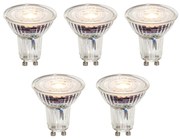 Conjunto de 5 lâmpadas LED GU10 50mm reguláveis transparente 4,9W 430 lm 2700K