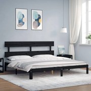 vidaXL Estrutura de cama com cabeceira 200x200 cm madeira maciça preto