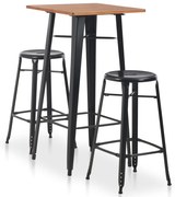 vidaXL 3 pcs conjunto de bar em aço preto