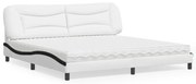 vidaXL Cama com colchão 200x200 cm couro artificial preto e branco