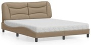 Cama com colchão 160x200 cm couro artificial cappuccino