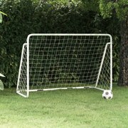 Baliza de futebol com rede 180x90x120 cm aço branco