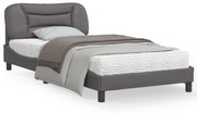 vidaXL Estrutura de cama sem colchão Hvar 100x200cm couro artificial cinzento